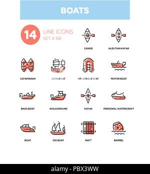 Bateaux - ligne moderne design icons set Illustration de Vecteur