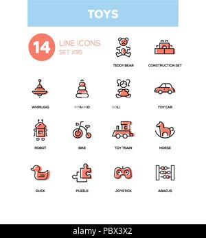 Jouets - ligne moderne design icons set Illustration de Vecteur