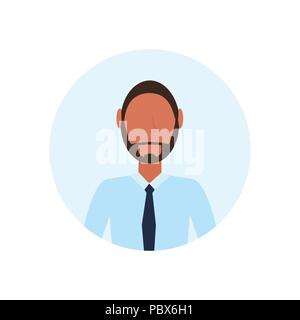 African American man avatar sans visage isolé mâle barbe personnage de télévision portrait Illustration de Vecteur