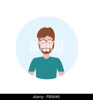 Brown cheveux homme sans visage isolé avatar mâle barbe personnage de télévision portrait Illustration de Vecteur