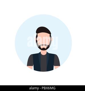 L'homme sans visage isolé brunette avatar mâle barbe personnage de télévision portrait Illustration de Vecteur