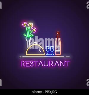Restaurant neon light Illustration de Vecteur