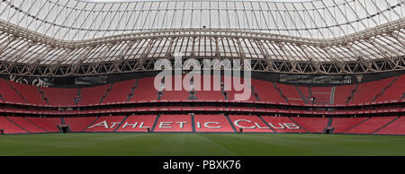 Vue panoramique de San Mames, football, stade de l'Athletic Club Bilbao, Pays Basque, Espagne. Banque D'Images