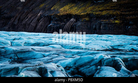 Les randonneurs marcheurs sur Svinafellsjokull Glacier, Islande, Europe Banque D'Images