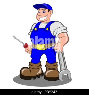 Smiling mechanic man Illustration de Vecteur