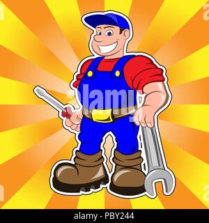 Smiling mechanic man Illustration de Vecteur