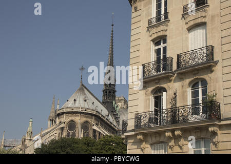 Bel appartement immeuble, quai aux fleurs, dans le 4ème arrondissement de Paris Banque D'Images