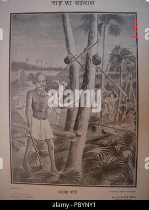 234 travailleurs Congrès Gandhi et réduisant les paumes, toddy de SAP qui a été fermenté en alcool Banque D'Images