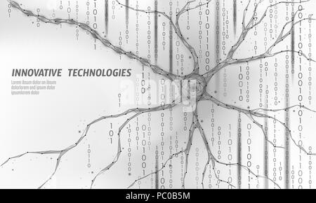 Les droits de l'anatomie poly faible neurone concept. Réseau de neurones artificiels technologie science medicine le cloud computing. AI 3d abstrait système biologie. Illustration vecteur lumineux bleu polygonale Illustration de Vecteur