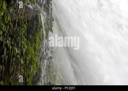 Close Up Side View Waterfall Pouring sur falaise, dans Jungle Banque D'Images