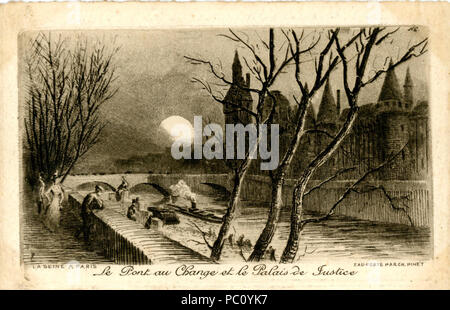 355 LA SEINE À PARIS n° 6 Le Pont au Change et le Palais de Justice Banque D'Images