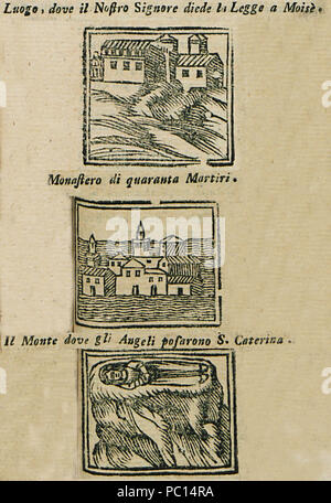 382, Luogo dove il nostro Signore diedde Monasteo la Legge un Moisè di quaranta Martiri Il Monte dove Gli Angeli S posarono - Bianco Noe - 1600 Banque D'Images