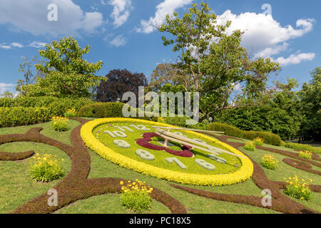 L'horloge fleurie, ou l'horloge de fleurs, Jardin Anglais park, Genève, Suisse Banque D'Images