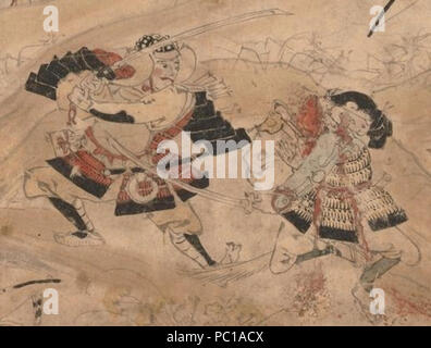 452 Obusuma Saburo emaki - détail bataille de Samourais Banque D'Images
