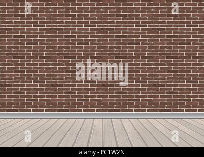 Mur de brique rouge et de sol en bois Illustration de Vecteur