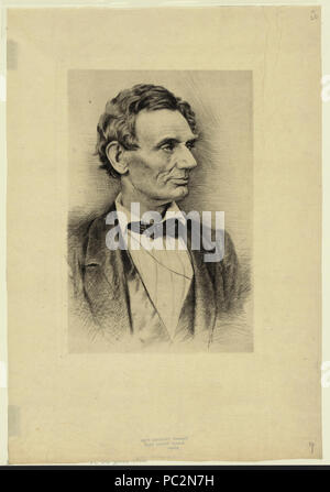 Abraham Lincoln, buste portrait, sans barbe, faisant face à droite Banque D'Images