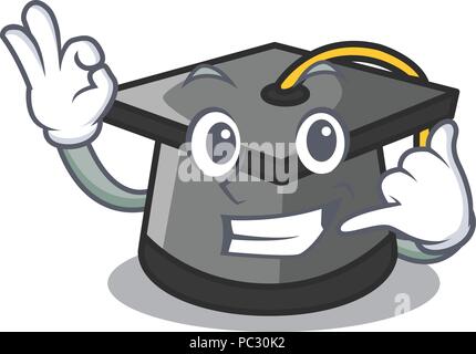 M'appeler graduation hat mascot cartoon Illustration de Vecteur