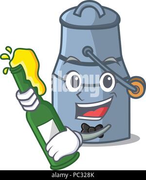 Avec de la bière de lait peuvent mascot cartoon Illustration de Vecteur