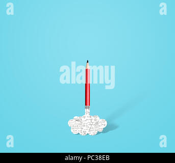 Fusée crayon avec de la fumée, une idée et de l'innovation Banque D'Images