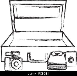 Photographie de l'appareil photo avec passeport et lunettes Illustration de Vecteur