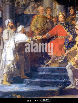 537 Saint Louis, roi de France, recevant les ambassadeurs du Prince des Assassins, par Guy-Nicolas Brenet Banque D'Images