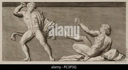 548 Sculpture sur le frize de cet édifice, qui représente l'histoire de Bacchus et la Mer Tyrrhénienne Pyrates- une faune - Stuart James &AMP ; Nicholas Revett - 1762 Banque D'Images
