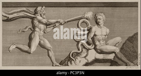 548 Sculpture sur le frize de cet édifice, qui représente l'histoire de Bacchus et la Mer Tyrrhénienne Pyrates- une faune - James Stuart et Nicholas Revett - 1762 Banque D'Images