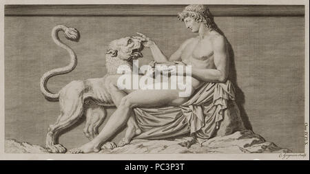 548 Sculpture sur le frize de cet édifice, qui représente l'histoire de Bacchus et la Mer Tyrrhénienne Pyrates- Figure de Bac - Stuart James &AMP ; Nicholas Revett - 1762 Banque D'Images