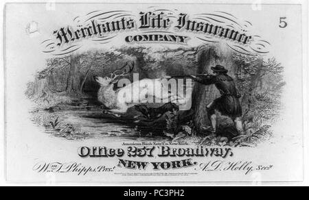 Publicité réalisée pour les marchands d'assurance-vie de la ville de New York peut-être utilisé comme réception) - American Bank Note Co. New-York Banque D'Images