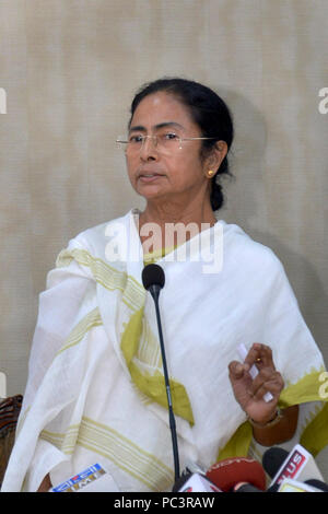 Howrah, Inde. 30 juillet, 2018. Le Ministre en chef du Bengale occidental Mamata Banerjee une conférence de presse sur le dernier Registre National des citoyen ou projet de RCN de l'Assam publié aujourd'hui. Credit : Saikat Paul/Pacific Press/Alamy Live News Banque D'Images