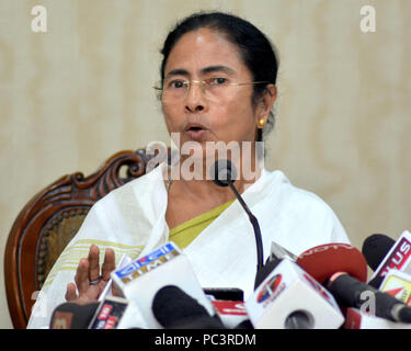 Howrah, Inde. 30 juillet, 2018. Le Ministre en chef du Bengale occidental Mamata Banerjee une conférence de presse sur le dernier Registre National des citoyen ou projet de RCN de l'Assam publié aujourd'hui. Credit : Saikat Paul/Pacific Press/Alamy Live News Banque D'Images