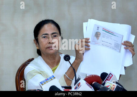 Howrah, Inde. 30 juillet, 2018. Le Ministre en chef du Bengale occidental Mamata Banerjee une conférence de presse sur le dernier Registre National des citoyen ou projet de RCN de l'Assam publié aujourd'hui. Credit : Saikat Paul/Pacific Press/Alamy Live News Banque D'Images