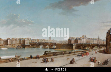 510 Raguenet Vue de l'Ile de la Cité avec le Pont Neuf et la pompe de la Samaritaine 1752 Banque D'Images