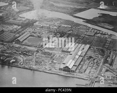 Vue aérienne de l'US Naval Aircraft Factory le 14 novembre 1918. Banque D'Images