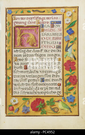 La page de texte décoré ; inconnu ; Bruges, Belgique, Europe ; environ 1525 - 1530 ; couleurs, tempera, peinture or et feuille d'or sur parchemin ; Feuille : 16,8 x 11,4 cm (6 5/8 x 4 1/2 in.) ; 83.ml.115,124 559 Simon Bening Page texte décoré Banque D'Images