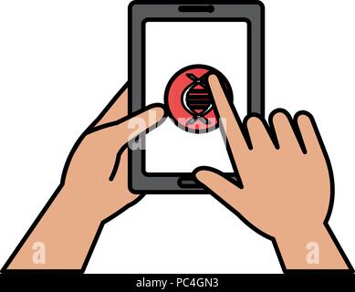 La main à l'aide d'Adn molécule avec tablette Illustration de Vecteur