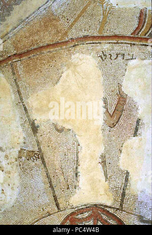 6256. Synagogue Naaran ; près de Jéricho, dating c. 6ème. C. AD. Reste de mois d'virginl du zodiaque mosaïque qui a été détruit par des iconoclastes à une période ultérieure. Banque D'Images