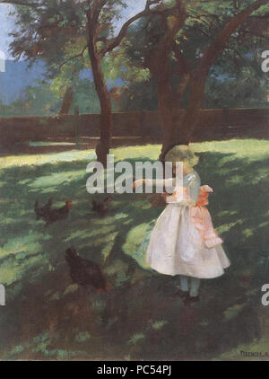 34 Ferenczy, Károly - Feedingthe les poulets (1895) Banque D'Images
