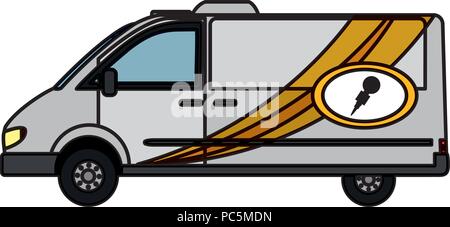 Journalisme couleur van transport pour television news Illustration de Vecteur