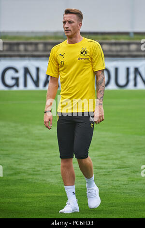 Bad Ragaz, Suisse. 1er août 2018. Marco Reus pendant une session de formation de l'équipe première du Borussia Dortmund à l'Ri-Au installations sportives à Bad Ragaz. Les Borussen de Bad Ragaz pour une semaine pour se préparer à la saison de la Bundesliga 2018/2019. Banque D'Images