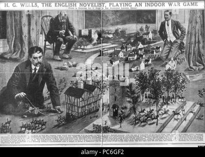 43 HG Wells jouant à petites guerres Banque D'Images