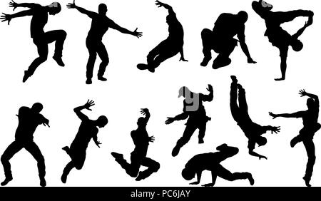 Street Dance Dancer Silhouettes Illustration de Vecteur