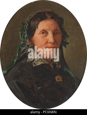 Waldmüller 92 - vieille femme dans un col de dentelle et d'une broche d'or Banque D'Images