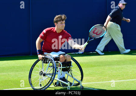 Gordon Reid (GO) jouer dans un match de tennis en fauteuil roulant de démonstration au cours de la Nature Valley International, 29 juin 2018 Eastbourne Banque D'Images