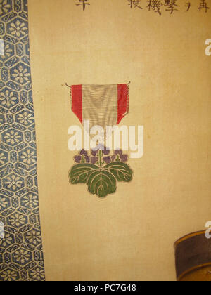 457 Order.of.the.rising.sun.detail.from.Japanese.soldier.russo-japanese.war.commemorative.scroll.with.honors.wittig.collection.painting.05 Banque D'Images