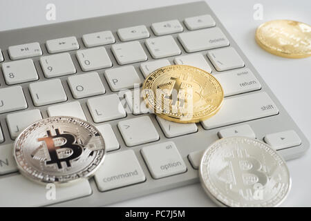 Bitcoin or Cryptocurrency on computer keyboard Banque D'Images