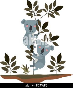 Deux koalas sauvages dans la jungle Illustration de Vecteur