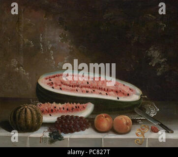 88 "La vie avec raisins, melon et pêches' par Thomas Bangs Thorpe Banque D'Images