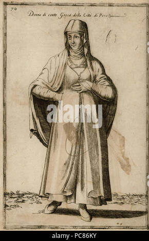 168 Donna di conto Greca della Città di Pera - Nicolas De Nicolay - 1580 Banque D'Images