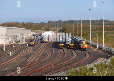 L'usine d'assemblage de Hitachi Newton Aycliffe, County Durham, nouvelle classe 800 trains pour PEI First Great Western Railway et classe 385 pour l'UEM Scotrail Banque D'Images
